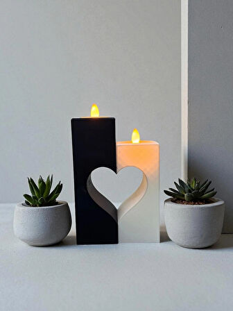Kalp Tasarımlı Tealight Mumluk-Dekoratif Kalp Figürlü Mumluk-Dekoratif Hediye Seçeneği