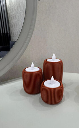 ’lü Tealight Mumluk Seti – Dekoratif Modern Silindir Tasarım-Lüks Tasarım- Dekoratif Işık Seti