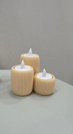  3’lü Tealight Mumluk Seti – Dekoratif Modern Silindir Tasarım-Lüks Tasarım- Dekoratif Işık Seti