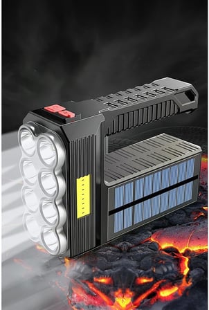Güneş Enerjili 8 Gözlü Kamp Lambası Solar ve Uzun Menzilli Kamp Feneri Yüksek Performanslı Işıldak