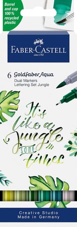 Faber-Castell Goldfaber Aqua Çift Uçlu Markör, Kaligrafi, 6'lı Jungle