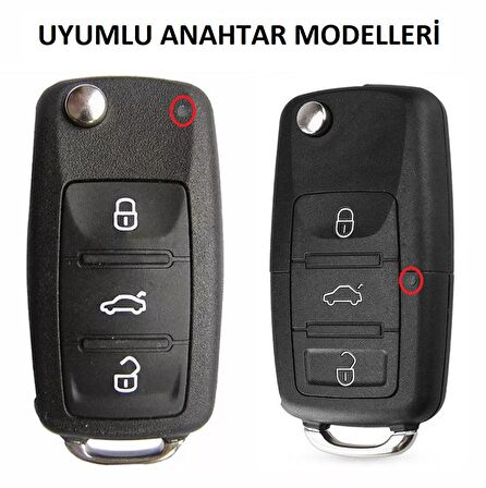 Volkswagen 3 Buton Sustalı Anahtar Kabı, Anahtar Kılıfı