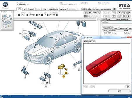 Golf 6 (2010 -- 2014) Kapı Reflektörü 1K0947419A / 1K0947419