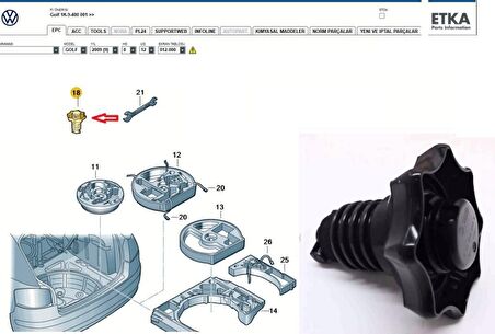 Volkswagen, Seat, Skoda, Audi Yedek Lastik Stepne Sabitleme Cıvatası