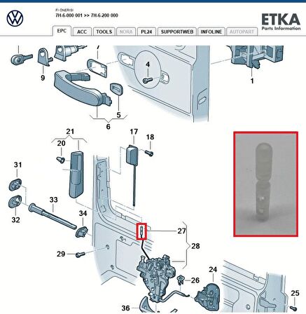 Caddy (2004 -- 2020) Sürgülü Kapı Motor Klipsi. Orijinal Ürün