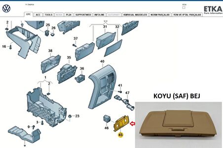 Passat B6 (2006 -- 2011) Arka Çakmak Kapağı (Koyu Bej) 3C0863289D / 3C0863289