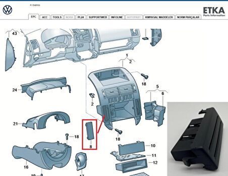 Polo (2002 -- 2010) Ön Konsol Sol Kartlık 6Q1858373