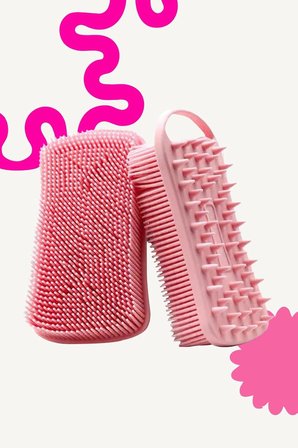 Çift Taraflı Silikon Vücut Ve Saç Bakım Fırçası, Saç Ve Vücut Derisine Masaj Yapan Şampuan Tarağı Popbeauty00015