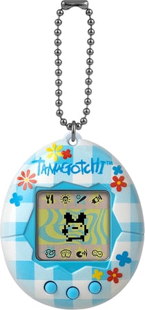 TAMAGOTCHI 42880 , Gen 2, Çiçek Gingham Kabuk Zincirli Orijinal Sanal Gerçeklik Evcil Hayvan, Çok Renkli