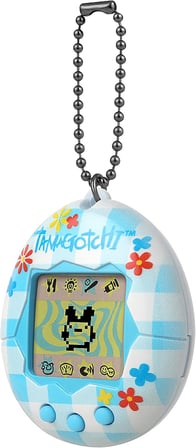 TAMAGOTCHI 42880 , Gen 2, Çiçek Gingham Kabuk Zincirli Orijinal Sanal Gerçeklik Evcil Hayvan, Çok Renkli
