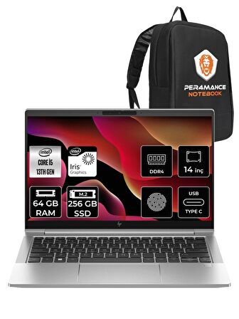 HP EliteBook 640 G10 i5-1335U 64GB RAM 256GB SSD 14'' FHD FDOS 8A570EA & PER4 ÇANTA