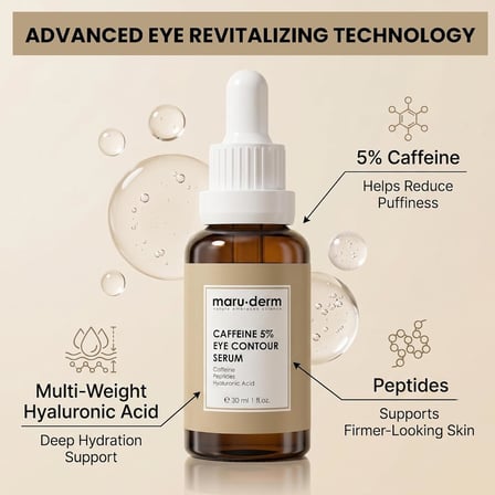 Maruderm%5 Kafein + Peptit + Hyalüronik Asit Göz Çevresi Serumu – Şişkinlik ve Koyu Halka Görünümüne Karşı Canlandırıcı Göz Kontur Bakımı, 30 ML