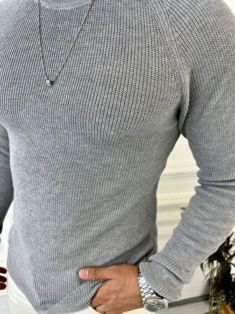 Kazak Slim Fit Naturel Örme Pamuk Tüylenmeyen Triko Dar Kesim Body Kazak