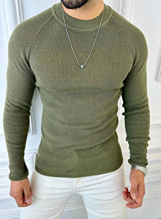 Kazak Slim Fit Naturel Örme Pamuk Tüylenmeyen Triko Dar Kesim Body Kazak