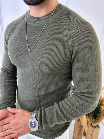 Kazak Slim Fit Naturel Örme Pamuk Tüylenmeyen Triko Dar Kesim Body Kazak
