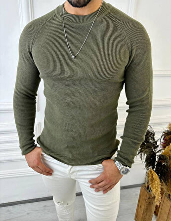 Kazak Slim Fit Naturel Örme Pamuk Tüylenmeyen Triko Dar Kesim Body Kazak