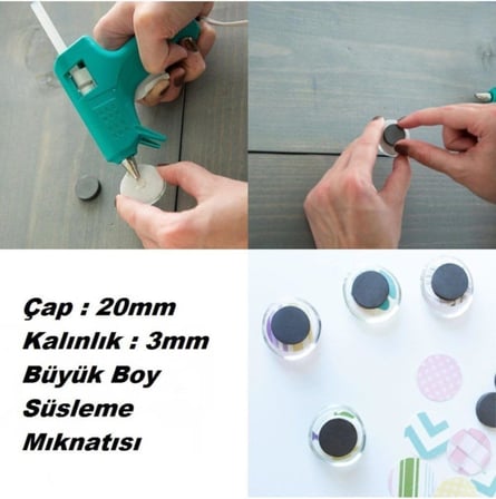 Dünya Magnet 200 Adet 20X3 Büyük Yuvarlak Ferrit Mıknatıs -Kokulu Taş-Nişan Süsleme Mıknatısı(200'Lü Paket)