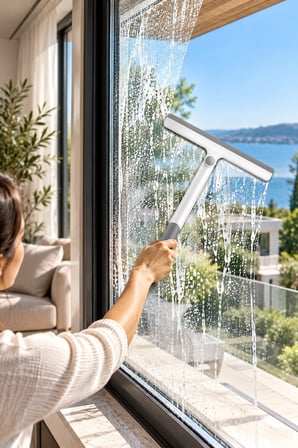 360 Derece Oynar Başlıklı Silikon Çekçek Cam Silme Aparatı – Pencere, Duşakabin, Ayna ve Araç Camı T
