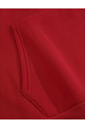 Kalp Fiyonk Baskılı İçi Polarlı Kapüşonlu Sweatshirt