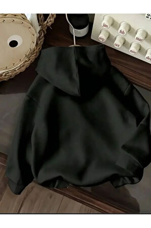 Pertty Gırls Yazı Detay Baskılı İçi Polarlı Kapüşonlu Sweatshirt