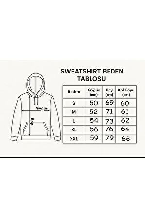 Kurdele Baskılı İçi Polarlı Kapüşonlu Sweatshirt