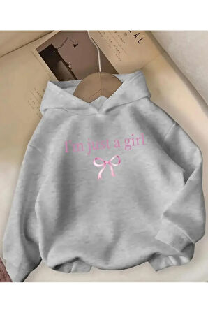 Kurdele Baskılı İçi Polarlı Kapüşonlu Sweatshirt