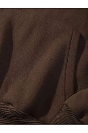 Kalp Fiyonk Baskılı İçi Polarlı Kapüşonlu Sweatshirt
