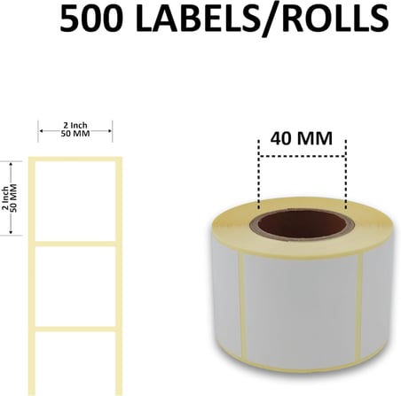 Eko Termal Etiket 50mm x 50mm Ruloda 500 Adet 40mm Kuka Çapında Direk Termal Transfer Etiketi