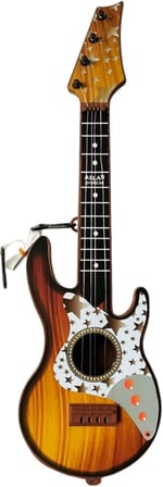 48Cm Oyuncak Elektro Gitar - Akort Edilebilir 6 Telli Kahverengi Elektro Çocuk Gitarı Askı Aparatlı Çok Renkli