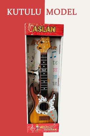48Cm Oyuncak Elektro Gitar - Akort Edilebilir 6 Telli Kahverengi Elektro Çocuk Gitarı Askı Aparatlı Çok Renkli