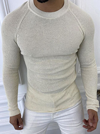 Kazak Slim Fit Naturel Örme Pamuk Tüylenmeyen Triko Dar Kesim Body Kazak