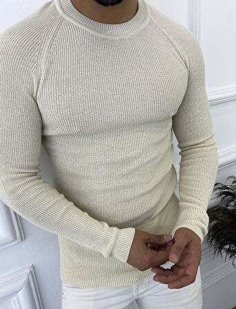 Kazak Slim Fit Naturel Örme Pamuk Tüylenmeyen Triko Dar Kesim Body Kazak