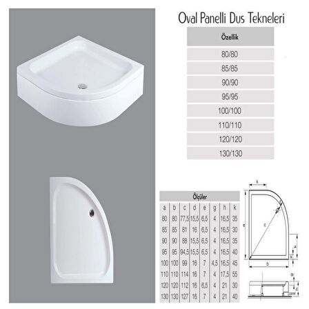 Oval panelli duş Teknesi H:15-16 cm