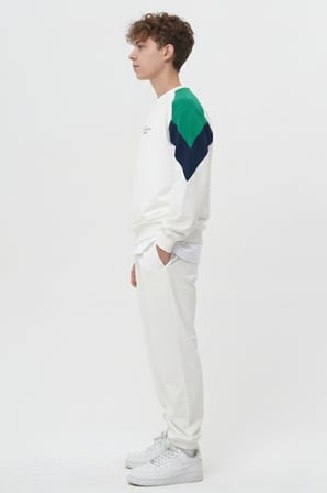 Erkek Çocuk / Genç Nakış Detaylı Renk Bloklu Oversize Sweatshirt ve Eşofman Altı Takımı