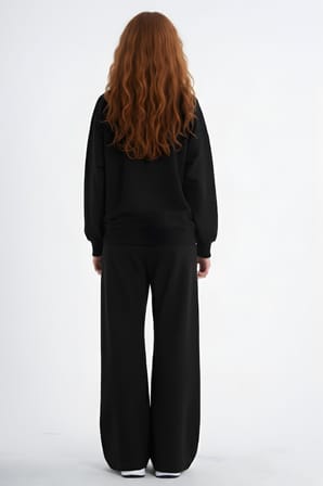 Kız Çocuk Yazı Baskılı Oversize Bol Paça Alt Üst Eşofman Takımı 8-9-10-11-12 Yaş