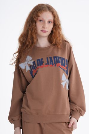 Kız Çocuk Yazı Baskılı Oversize Bol Paça Alt Üst Eşofman Takımı 8-9-10-11-12 Yaş