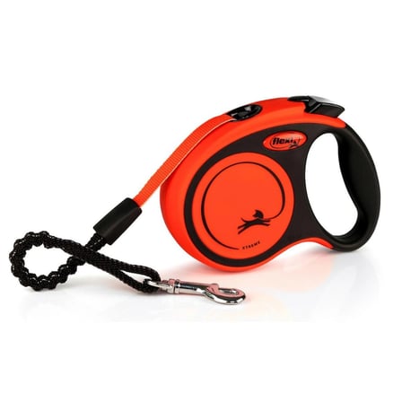 flexi xtreme l boy şerit tasma 5metre otomatik şeritli köpek uzatma max 65kg turuncu şeritli large