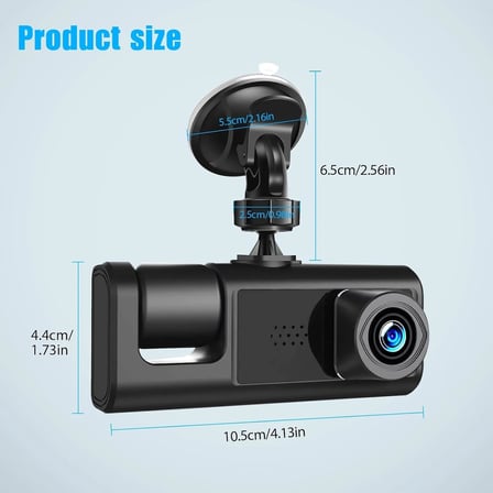H309 Full Hd 1080P Üç Kameralı Araç Içi Kamera Araba Güvenlik Kamerası Gece Görüşü Ön Geri iç Kayıt IR LED