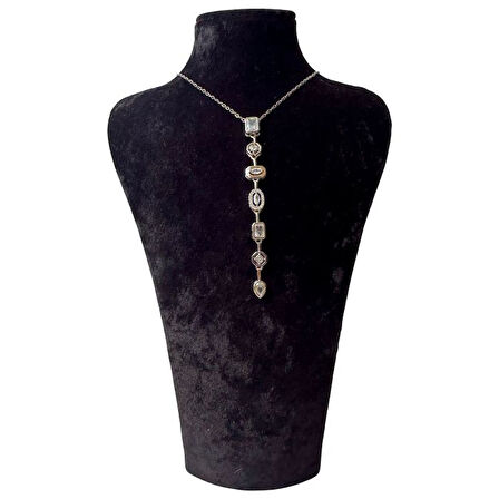 Uretti - Melik 9215 Yedi Element Taşlı Çelik Y Kolye