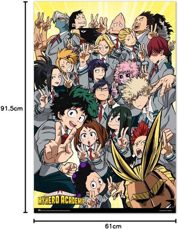 Anime Poster - My Hero Academia U.A. CLASS 1-A Poster - Sanat Baskısı - Dekorasyon Oturma Odası veya Dekorasyon Yatak Odası - Sanat Baskısı - Dekorasyon Oturma Odası - Boyut: 61 x 91