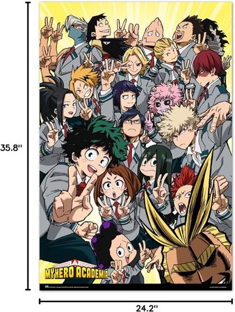 Anime Poster - My Hero Academia U.A. CLASS 1-A Poster - Sanat Baskısı - Dekorasyon Oturma Odası veya Dekorasyon Yatak Odası - Sanat Baskısı - Dekorasyon Oturma Odası - Boyut: 61 x 91