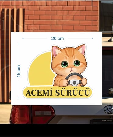 Parti Tasarla Acemi Sürücü Sevimli Kedi Araba Etiketi &amp; Sticker Çok Renkli