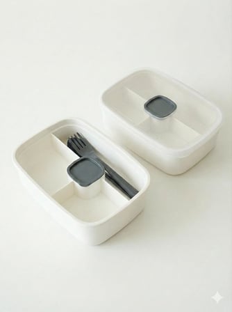 ViosStore Sızdırmaz Lunch Box – 3 Bölmeli Yemek Kabı | Öğle Yemeği Kutusu | Saklama Kabı | BPA İçermez (Beyaz)
