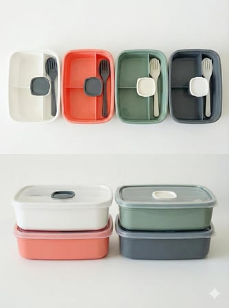 ViosStore Sızdırmaz Lunch Box – 3 Bölmeli Yemek Kabı | Öğle Yemeği Kutusu | Saklama Kabı | BPA İçermez (Beyaz)