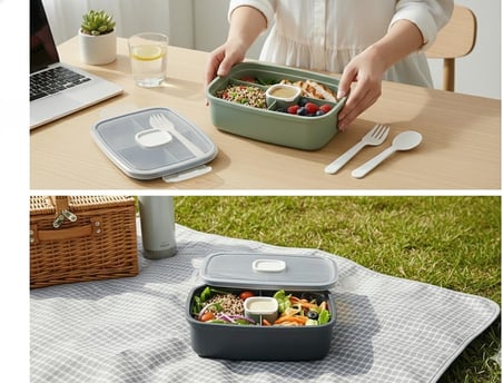 ViosStore Sızdırmaz Lunch Box – 3 Bölmeli Yemek Kabı | Öğle Yemeği Kutusu | Saklama Kabı | BPA İçermez (Beyaz)