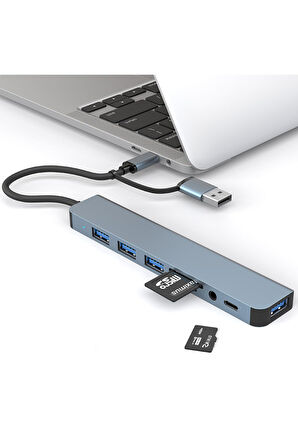 7 In 1 Usb ve Type-c To Usb A + Type-C Usb 3.0 Çevirici Adaptör Çok Portlu Çoklayıcı Usb Hub