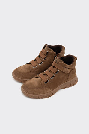 Hakiki Deri Fermuarlı Kadın Bot 