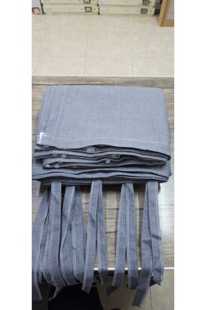 Gri balkon perdesi kornişli bağcıklı güneşlik dış mekan dayanıklı modern balkon brandası