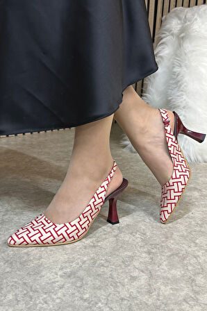 Günlük Kadın Topuklu Ayakkabı Sivri Burunlu Yüksek  İnce Topuklu Arkası Açık Klasik 281 