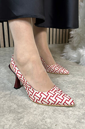 Günlük Kadın Topuklu Ayakkabı Sivri Burunlu Yüksek  İnce Topuklu Arkası Açık Klasik 281 